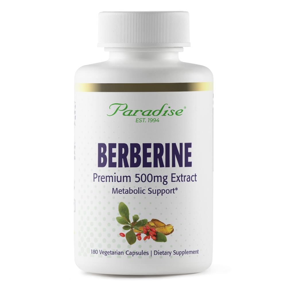 Paradise Herbs Berberine HCL Herbal Supplement 60 capsules front view