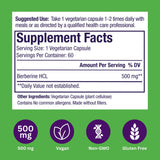 Paradise Herbs Berberine HCL Herbal Supplement 60 Capsules open bottle