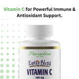 Paradise Herbs Earth's Blend Vitamin C bottle with a measuring spoon