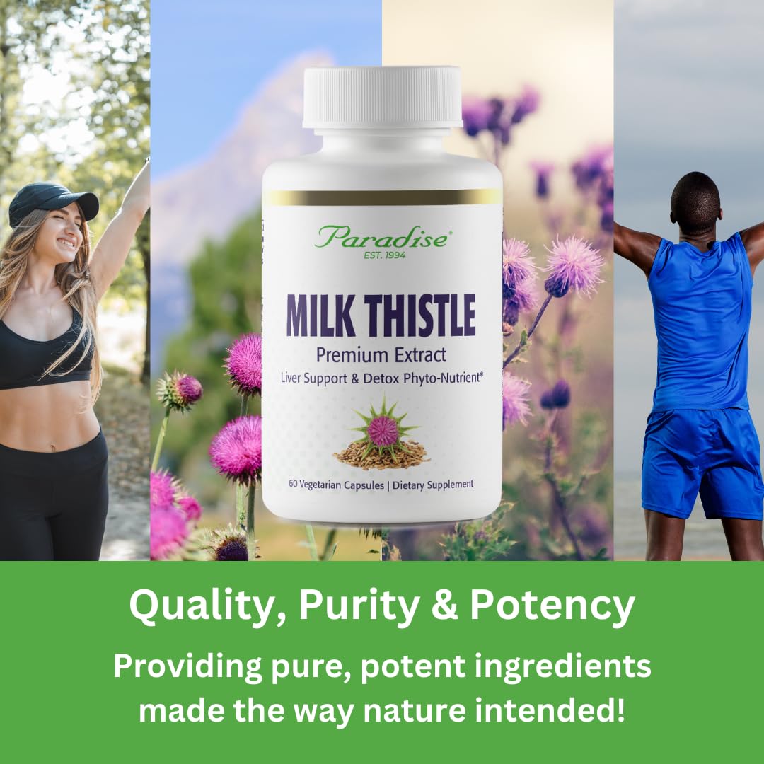 Paradise Herbs Milk Thistle 80% Silymarin capsule with measuring spoon