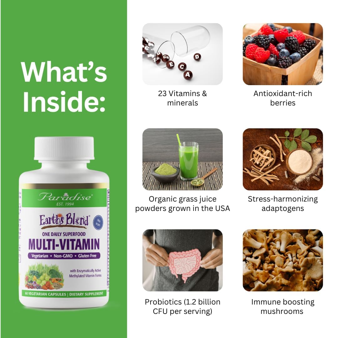 Paradise Herbs Multivitamin bottle with label details