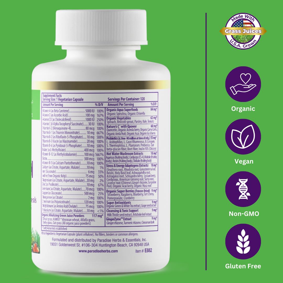 Paradise Herbs Multivitamin on a wooden table