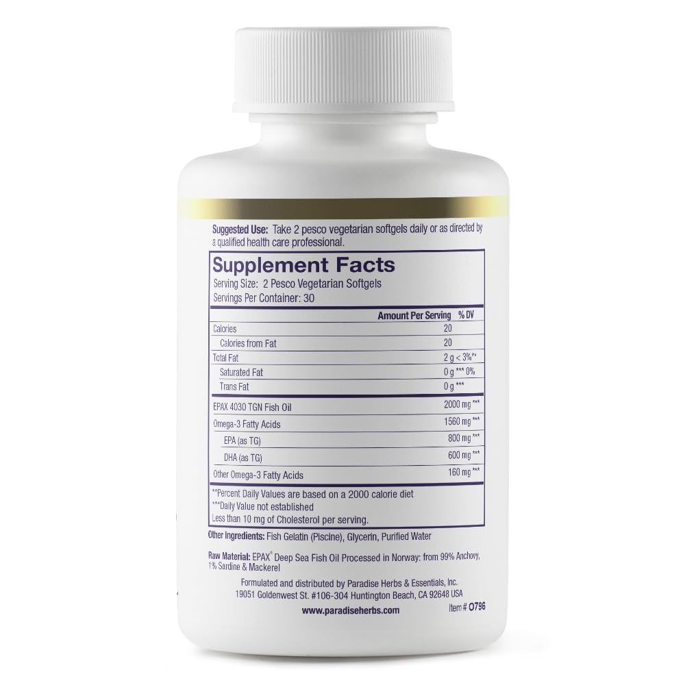 Paradise Herbs Omega-Sure Fish Oil ingredients list