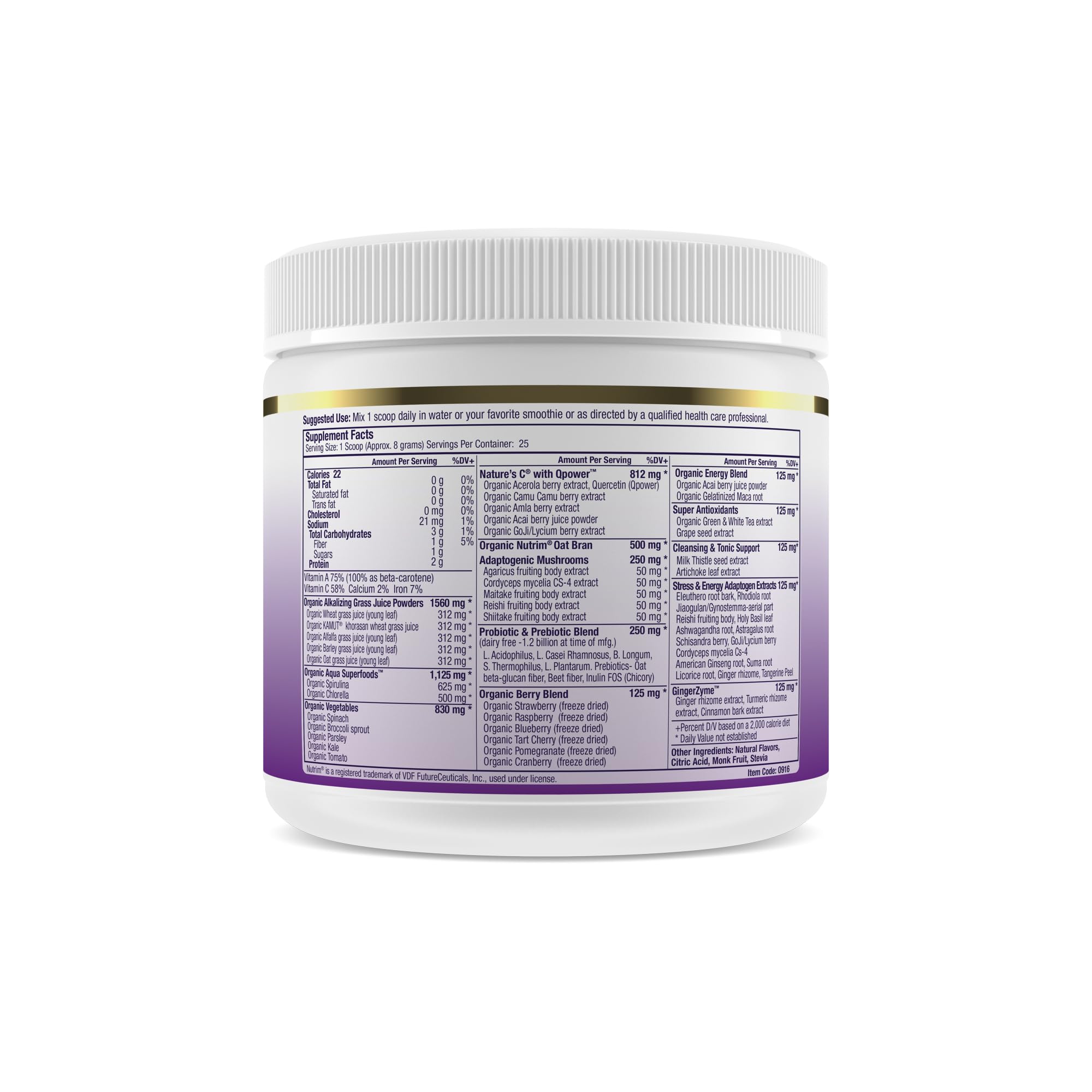 Paradise Herbs Organic Superfood Blend in a glass of water