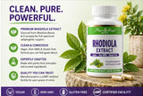 Paradise Herbs Rhodiola Rosea 45g vegetarian capsules side view