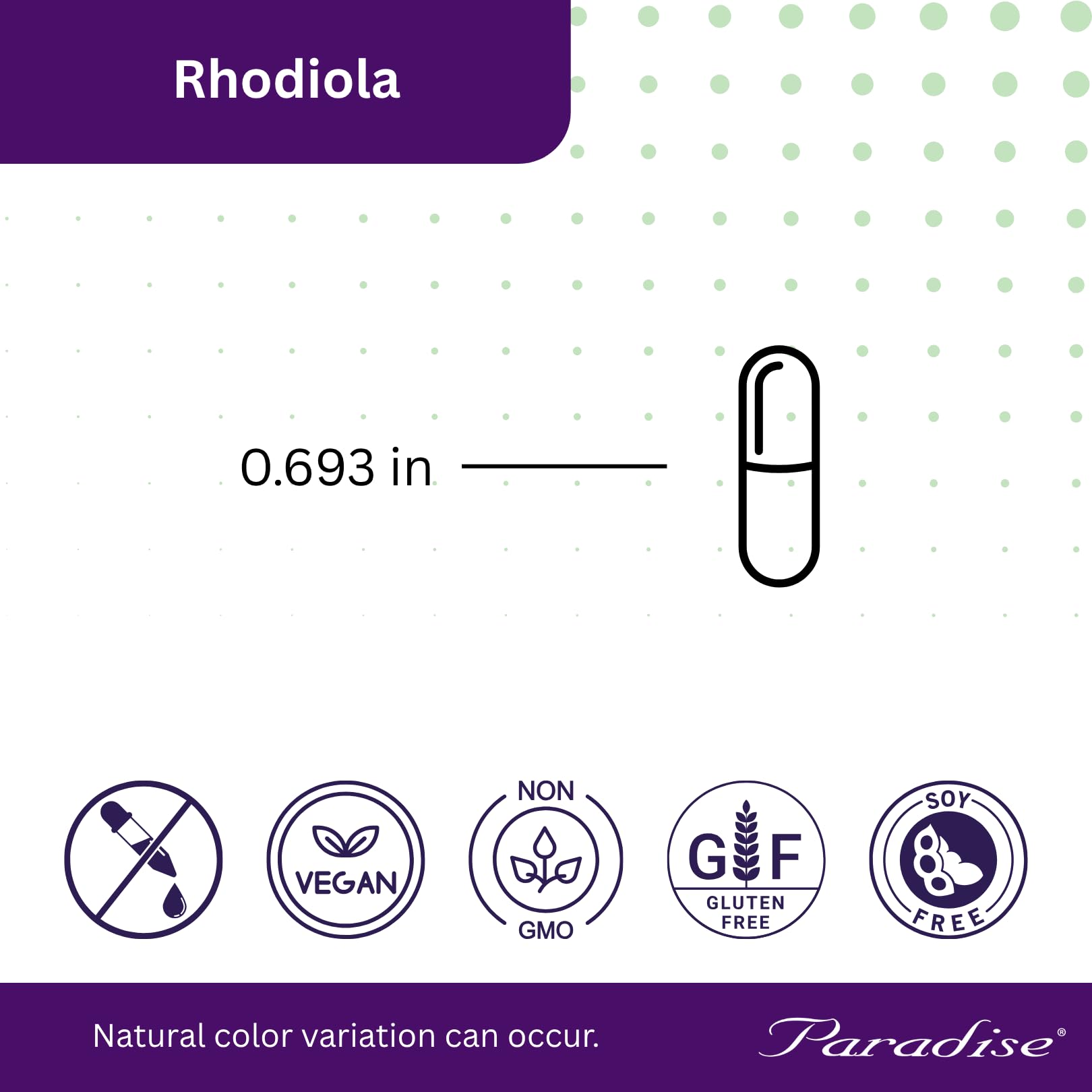 Paradise Herbs Rhodiola Rosea capsules on a wooden table