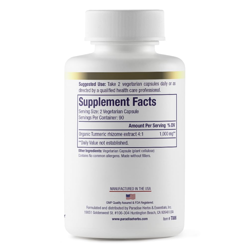 Paradise Herbs Turmeric Supplement capsule close-up