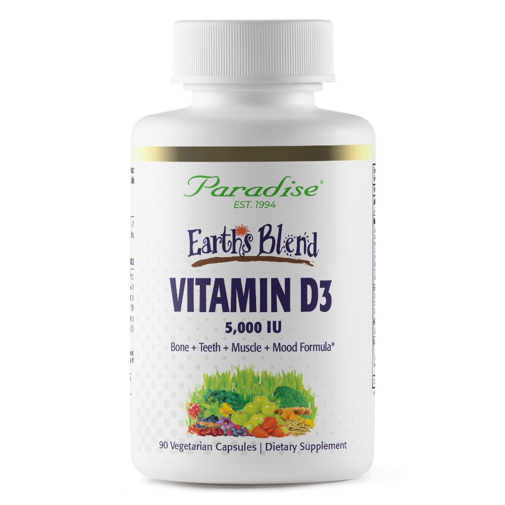 Paradise Herbs Vitamin D3 1000 IU 60 Vegetarian Capsules front view