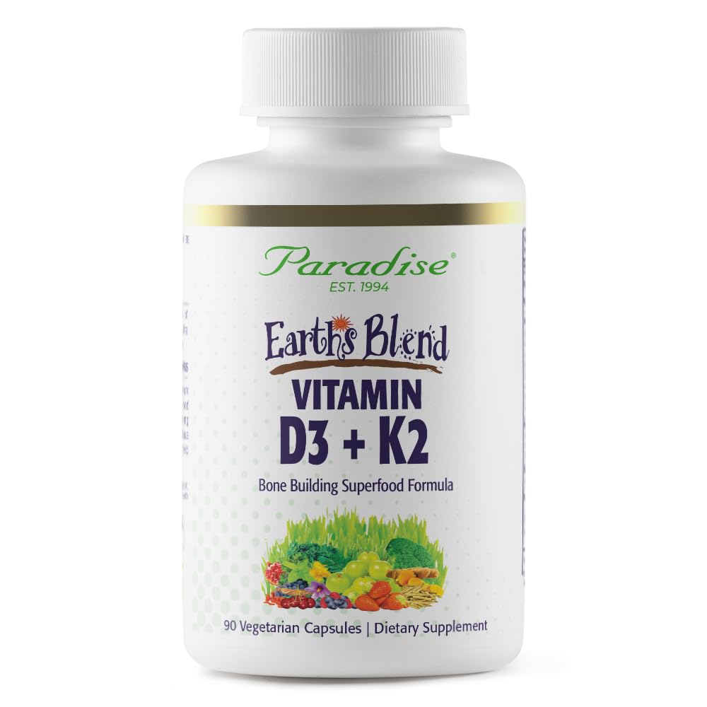 Paradise Herbs Vitamin D3 + K2 supplement bottle front view