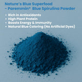 Paremmin Blue Spirulina Powder in a bowl with yogurt