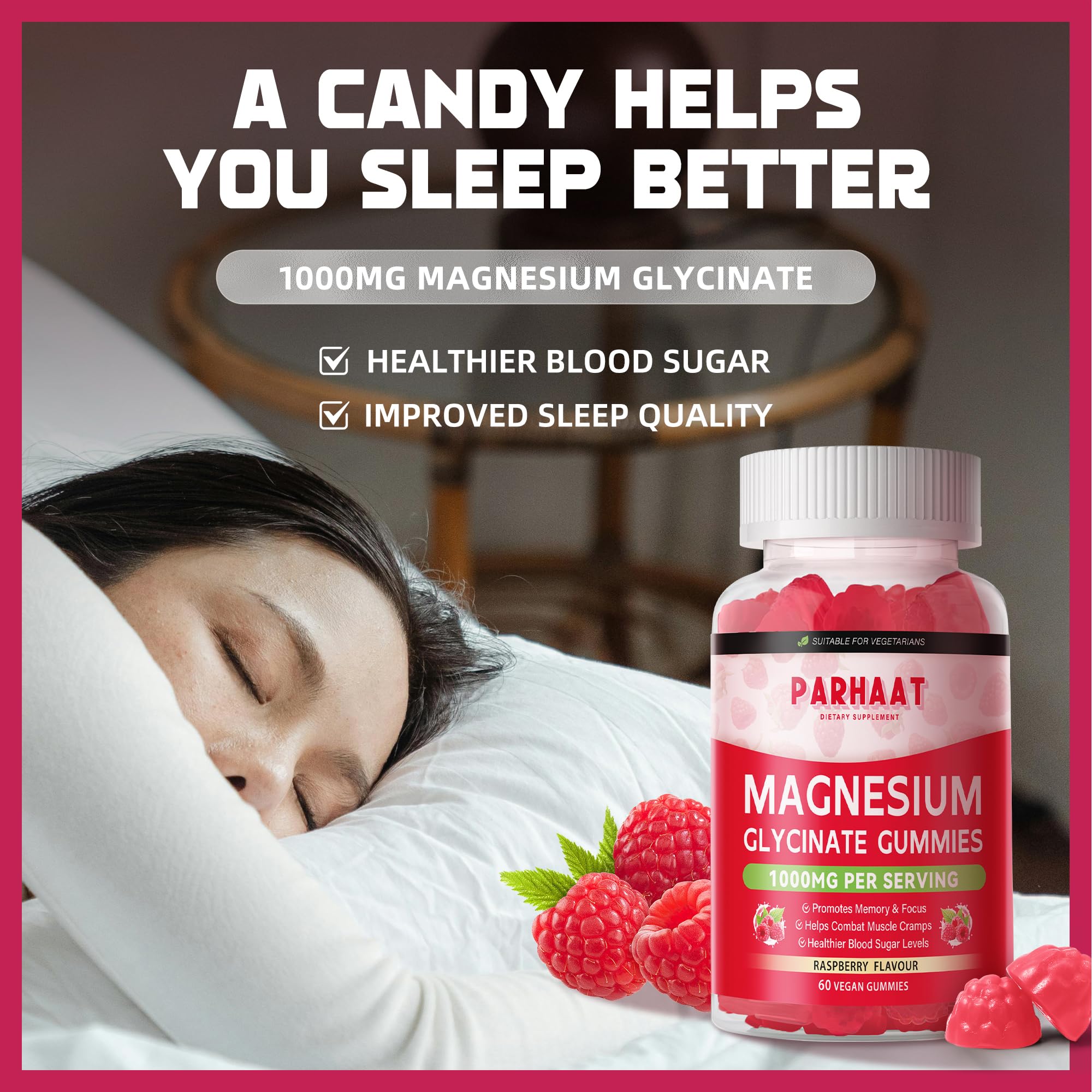Parhaat Magnesium Gummies Raspberry side view