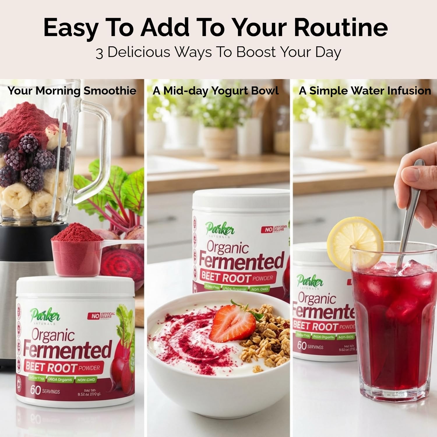 Parker Naturals Beet Root Powder mixed in a smoothie