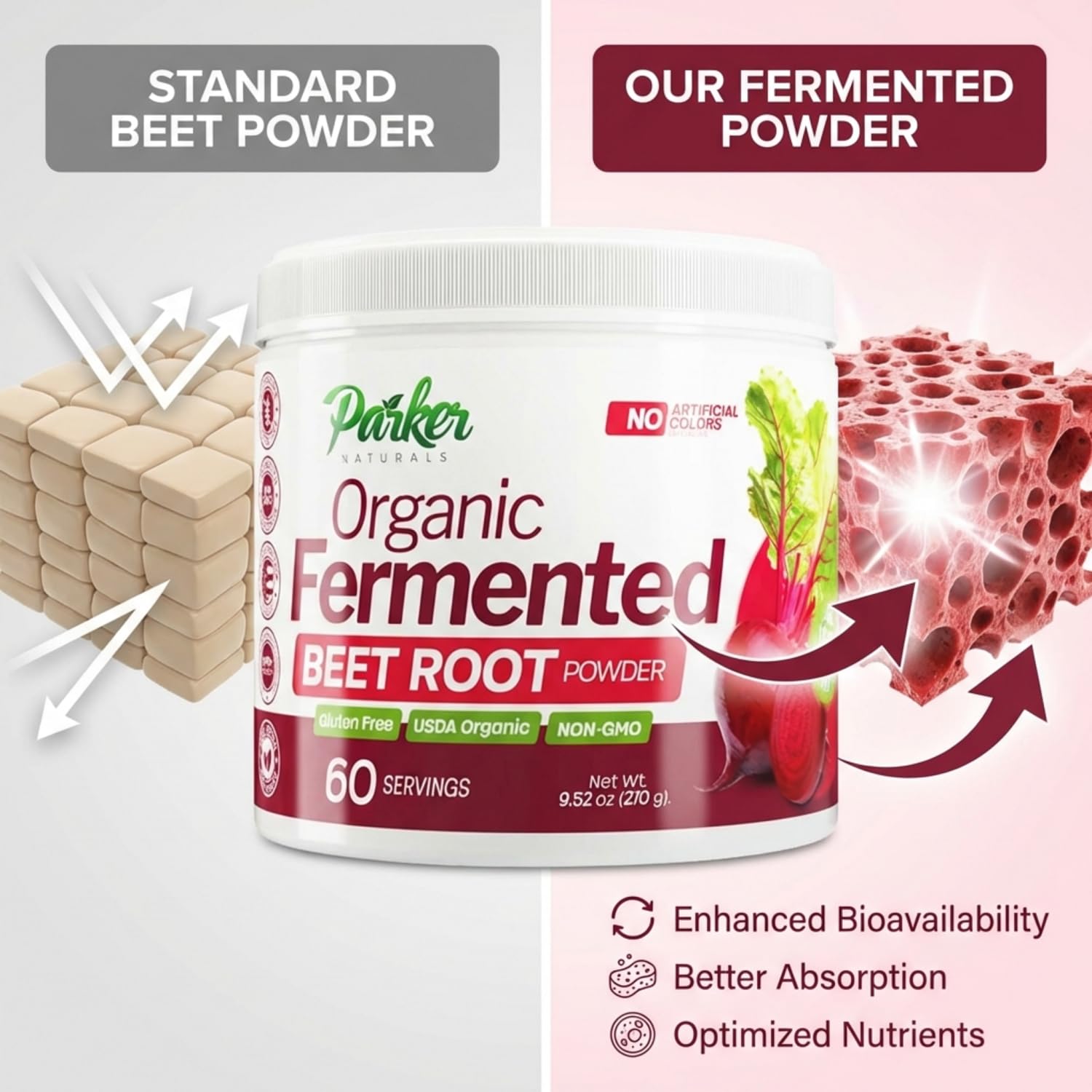 Parker Naturals Beet Root Powder packaging side view