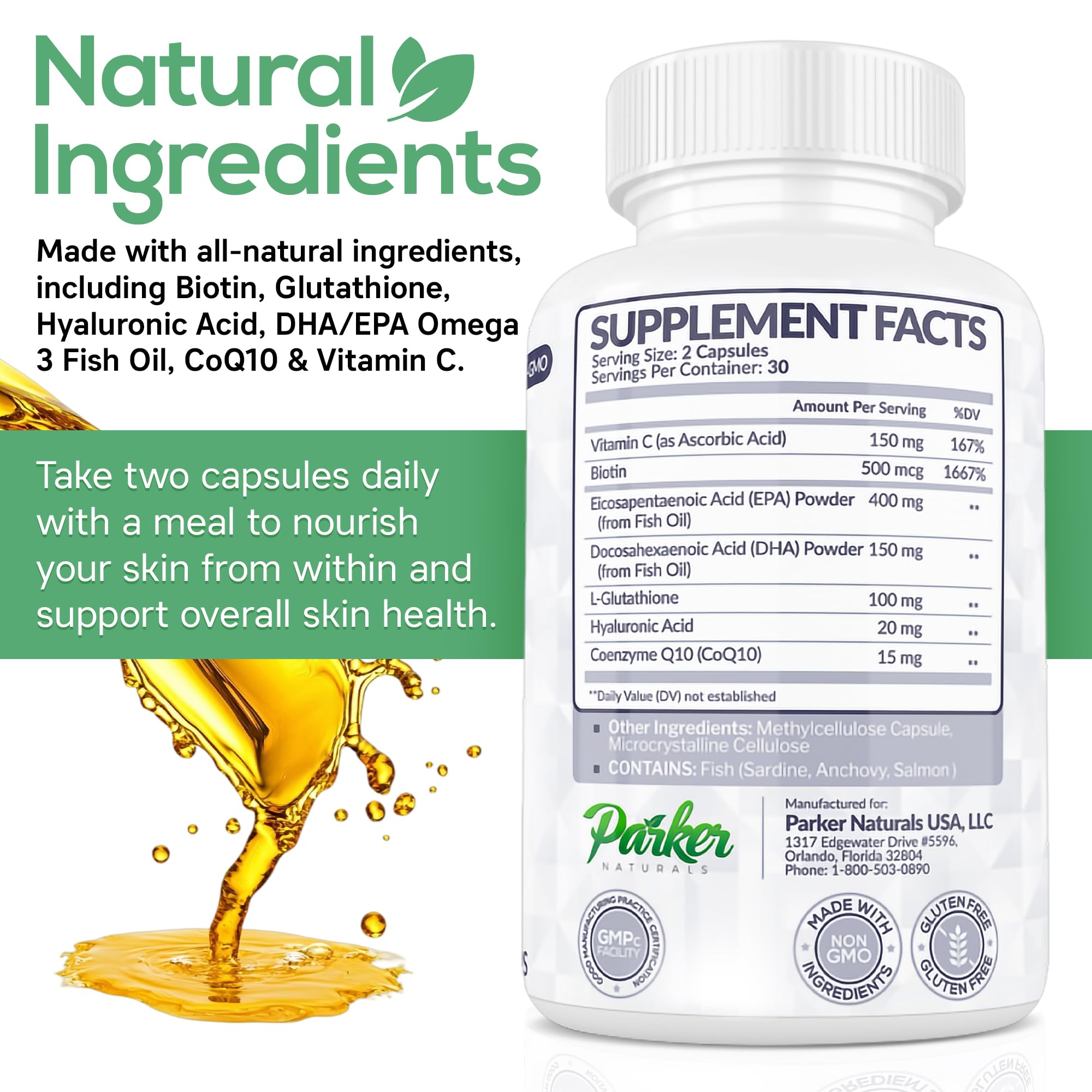 Parker Naturals Biotin Supplement lifestyle scene with natural background