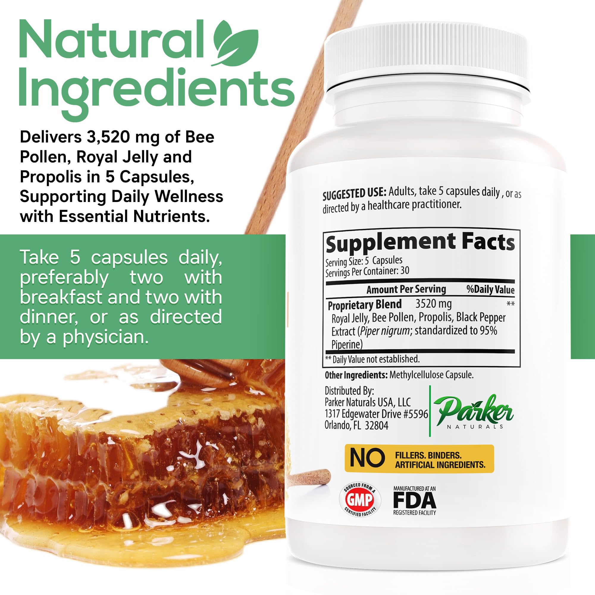 Parker Naturals Royal Jelly Supplement 3520mg ingredients list