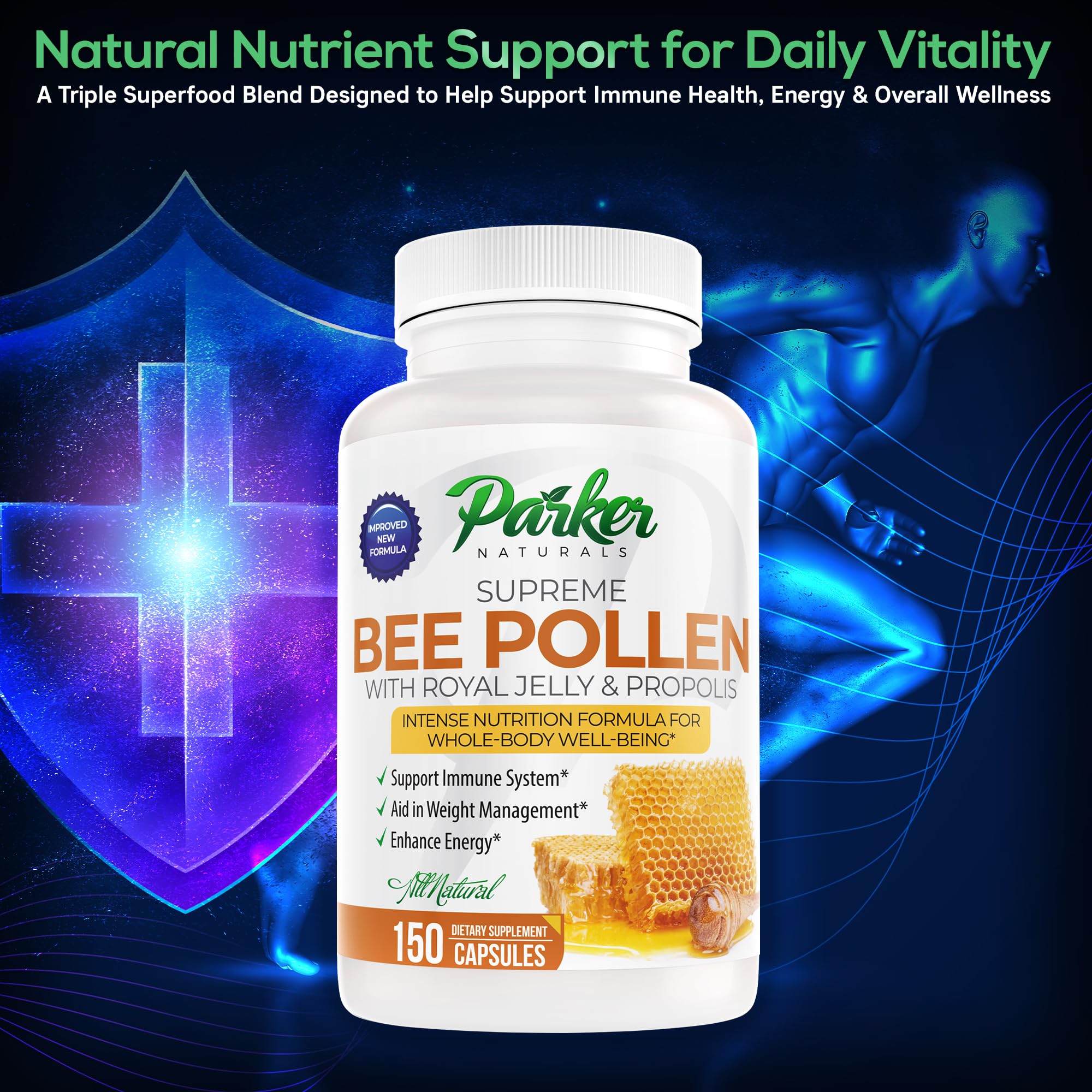 Parker Naturals Royal Jelly Supplement 3520mg side view