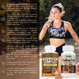 Parker Naturals Turkey Tail Mushroom Capsules 1000mg bottle in a lifestyle setting
