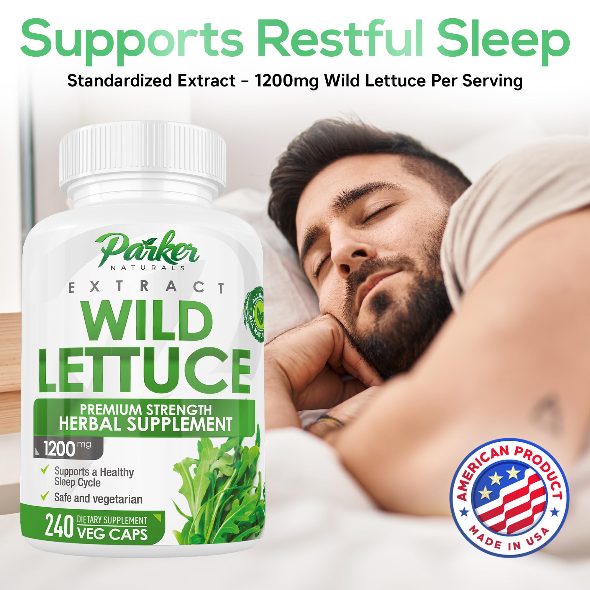 Parker Naturals Wild Lettuce Capsules 1200mg bottle with label