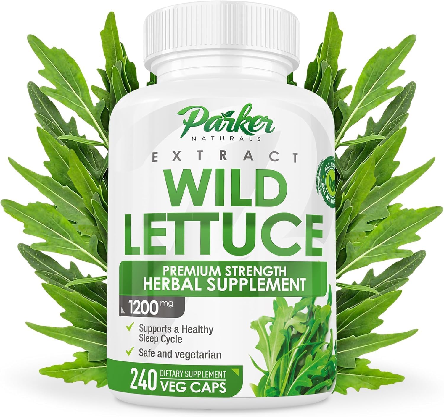 Parker Naturals Wild Lettuce Capsules 1200mg front view