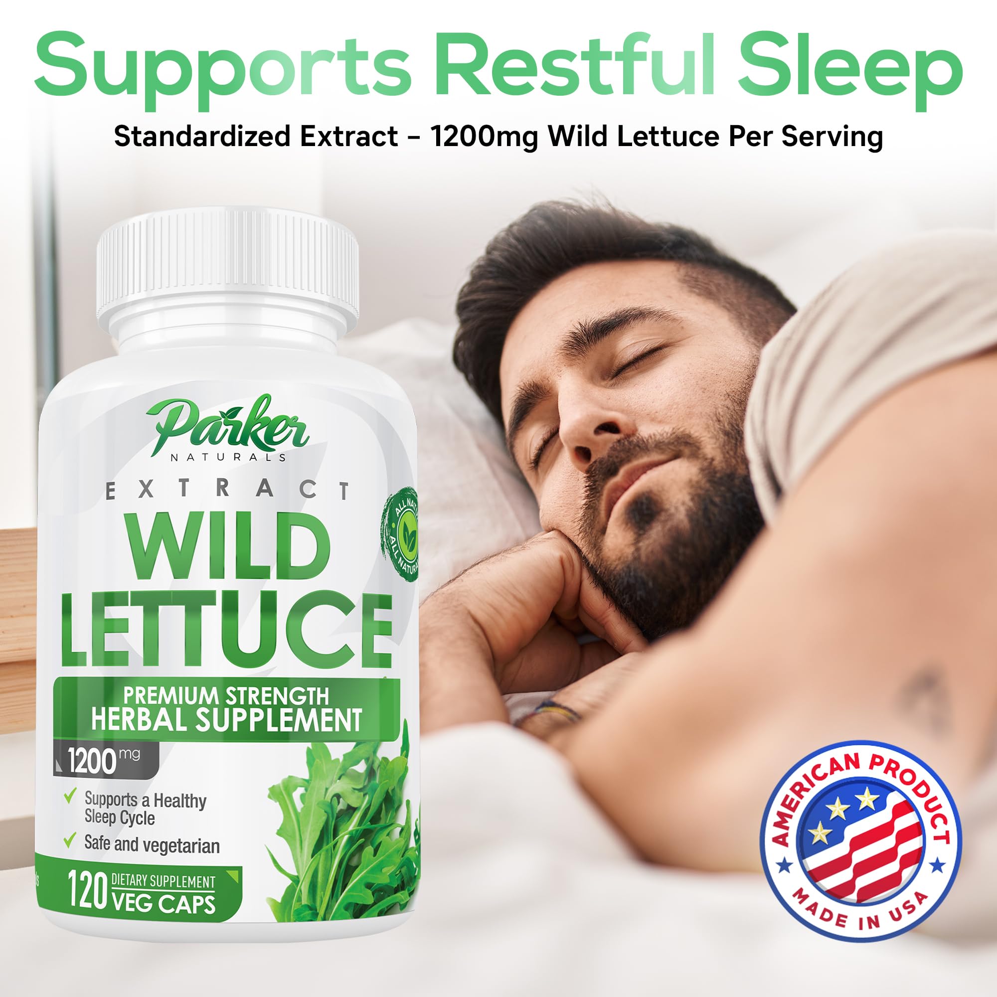 Parker Naturals Wild Lettuce Extract 1200mg capsules bottle with label