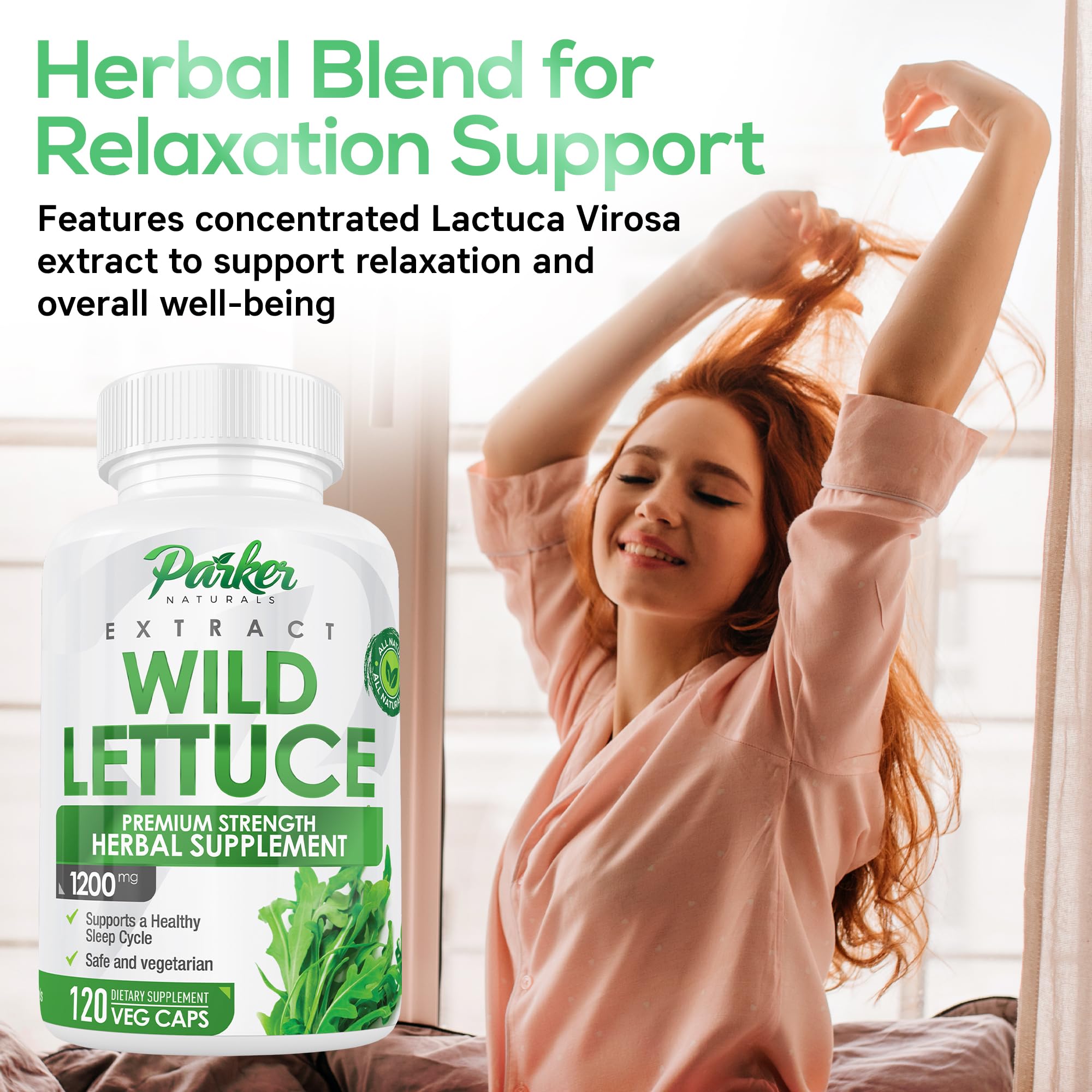 Parker Naturals Wild Lettuce Extract 1200mg capsules open bottle