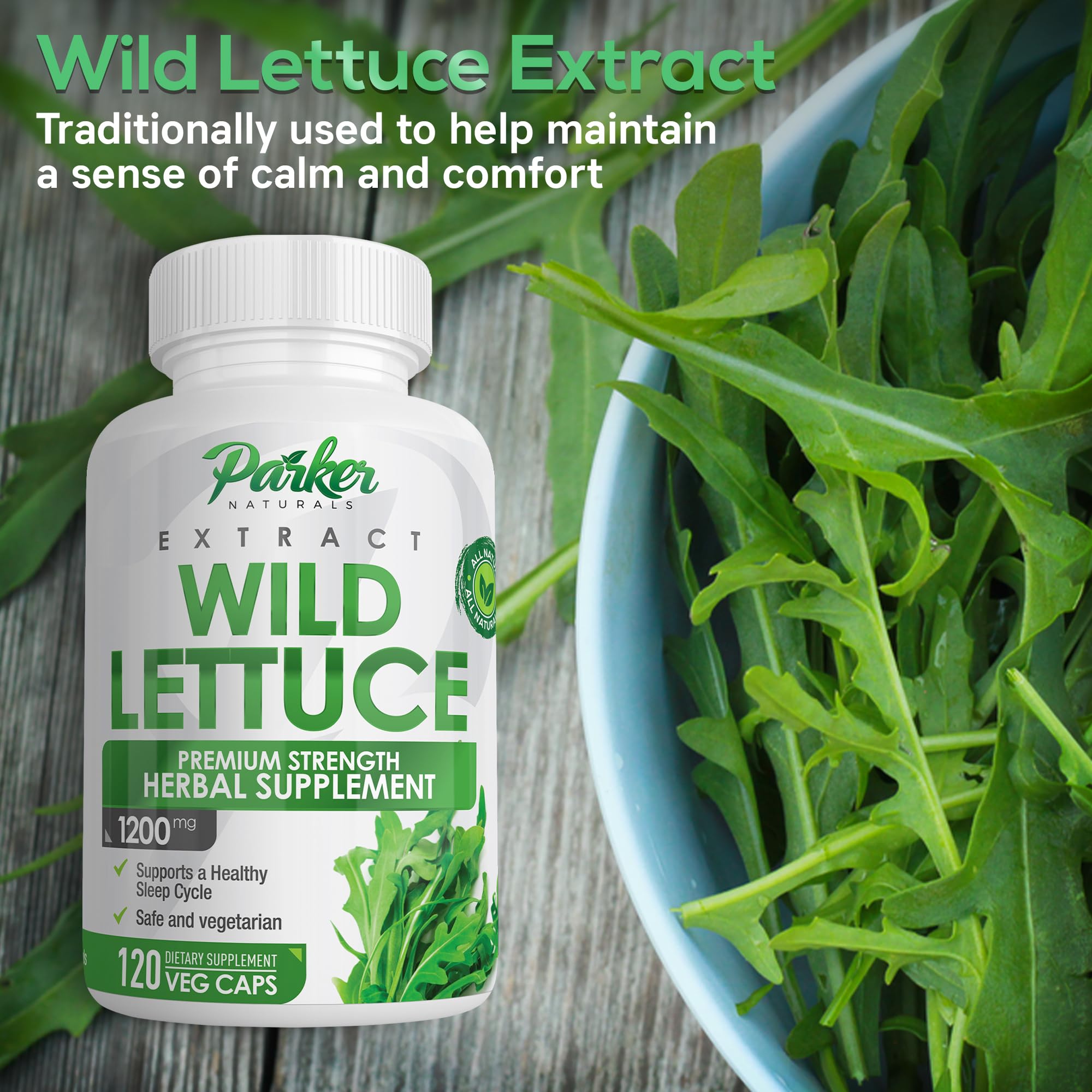 Parker Naturals Wild Lettuce Extract 1200mg capsules packaging details