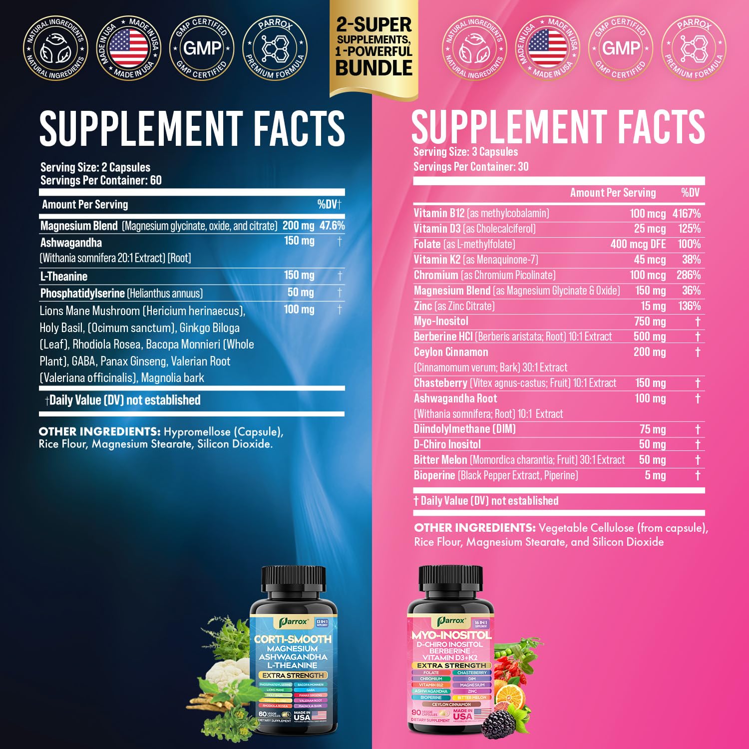 Parrox 13-in-1 cortisol support supplement bottle