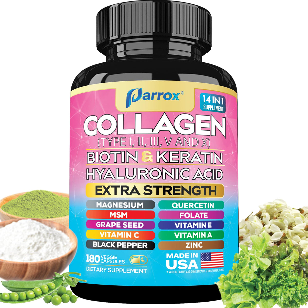 Parrox Collagen 14-in-1 Capsules front view