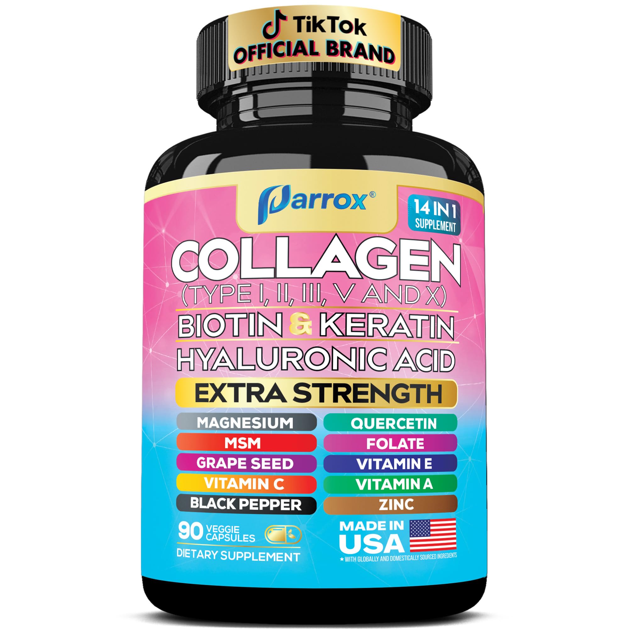 Parrox Collagen Capsules 14-in-1 beauty formula front view