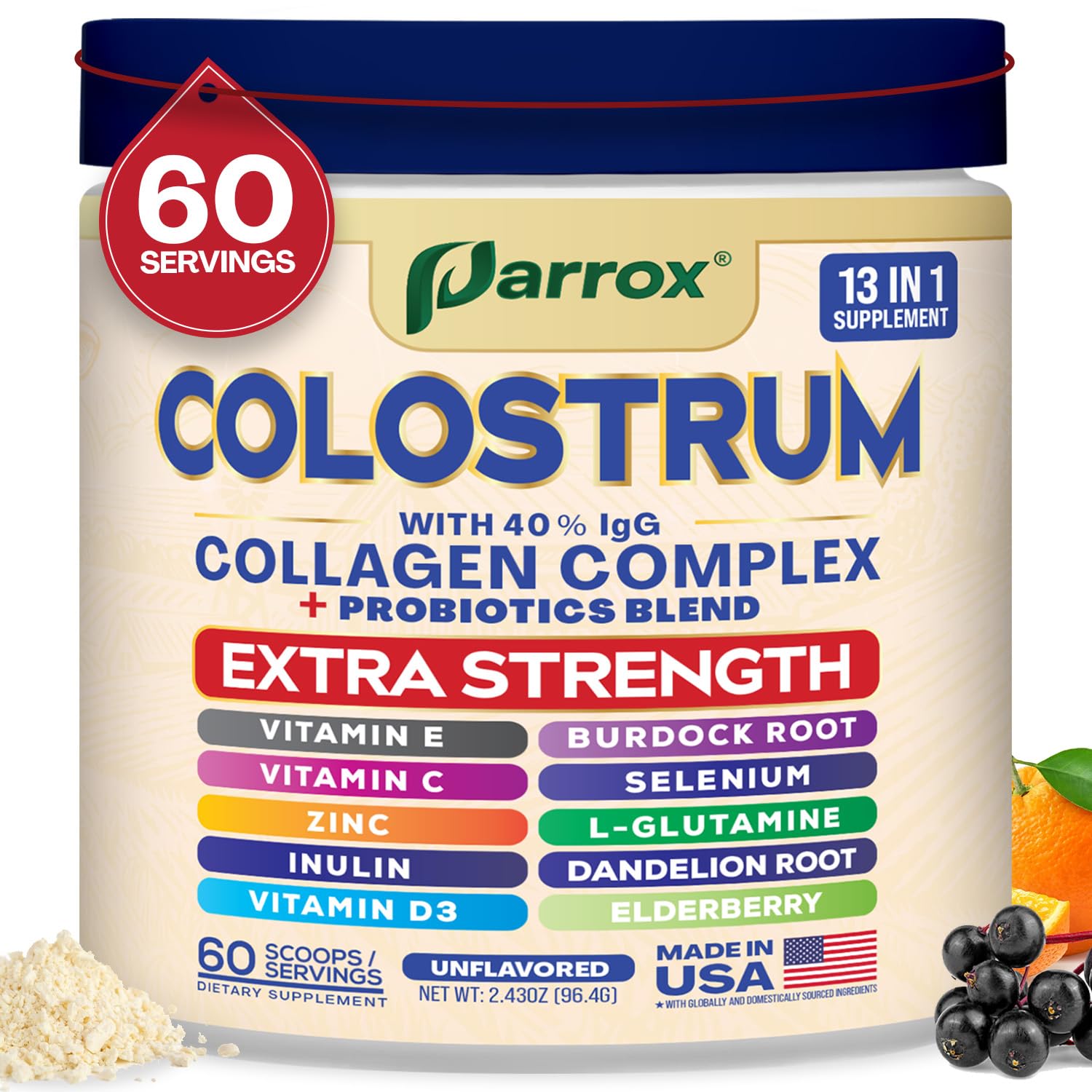 Parrox Colostrum Powder 69g container front view