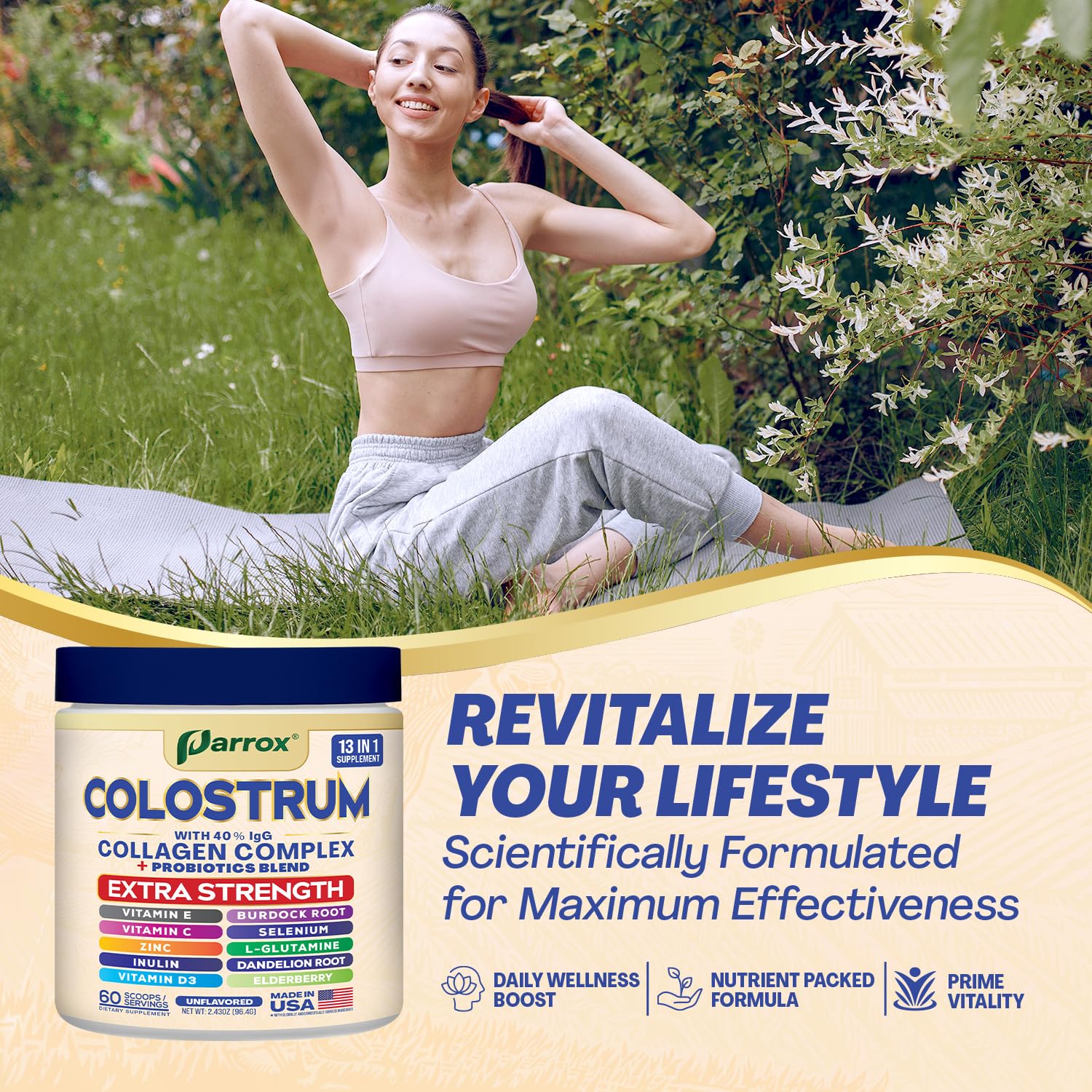 Parrox Colostrum Powder in a smoothie bowl