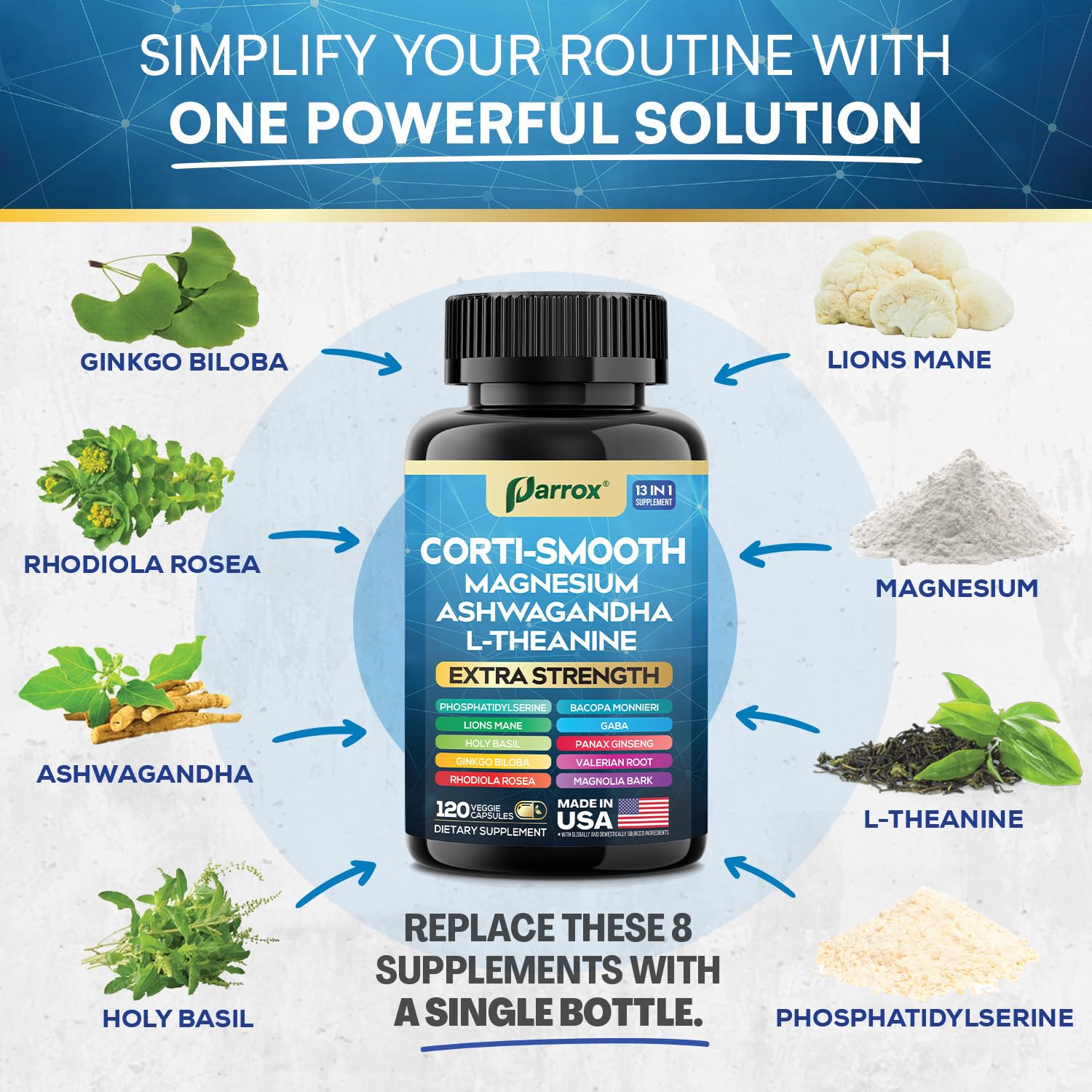 Parrox Corti-Smooth supplement on a wooden table