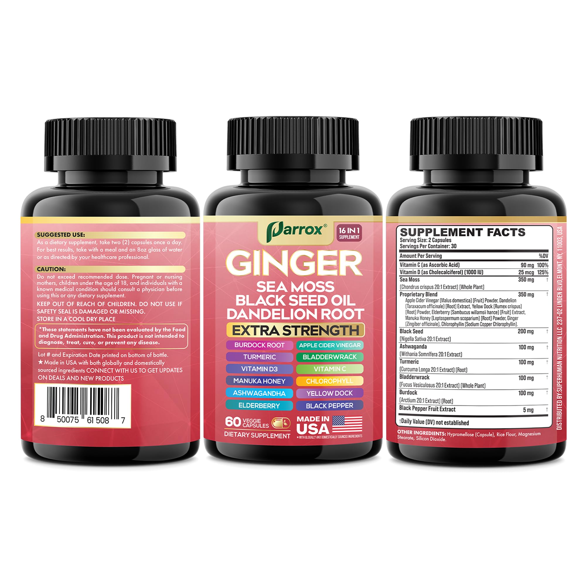 Parrox Ginger 16-in-1 Formula with herbal background
