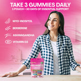 Parrox Myo Inositol Gummies displayed with fresh ingredients