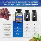 Parrox NAD+ Supplement Blend 10-in-1 back view packaging