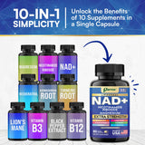 Parrox NAD+ Supplement Blend 10-in-1 close-up of capsules