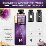 Parrox Resveratrol Supplement 14-in-1 Formula back view of packaging