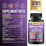 Parrox Resveratrol Supplement 14-in-1 Formula side view of bottle