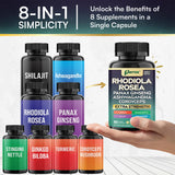 Parrox Rhodiola Rosea 8-in-1 supplement capsule with ingredients