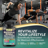 Parrox Rhodiola Rosea 8-in-1 supplement capsules in a hand