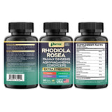 Parrox Rhodiola Rosea 8-in-1 supplement capsules with a notepad