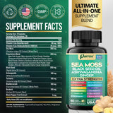 Parrox Sea Moss Capsules 16-in-1 side view showing ingredients list