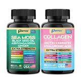 Parrox Sea Moss & Collagen Duo Capsules opened with capsules visible