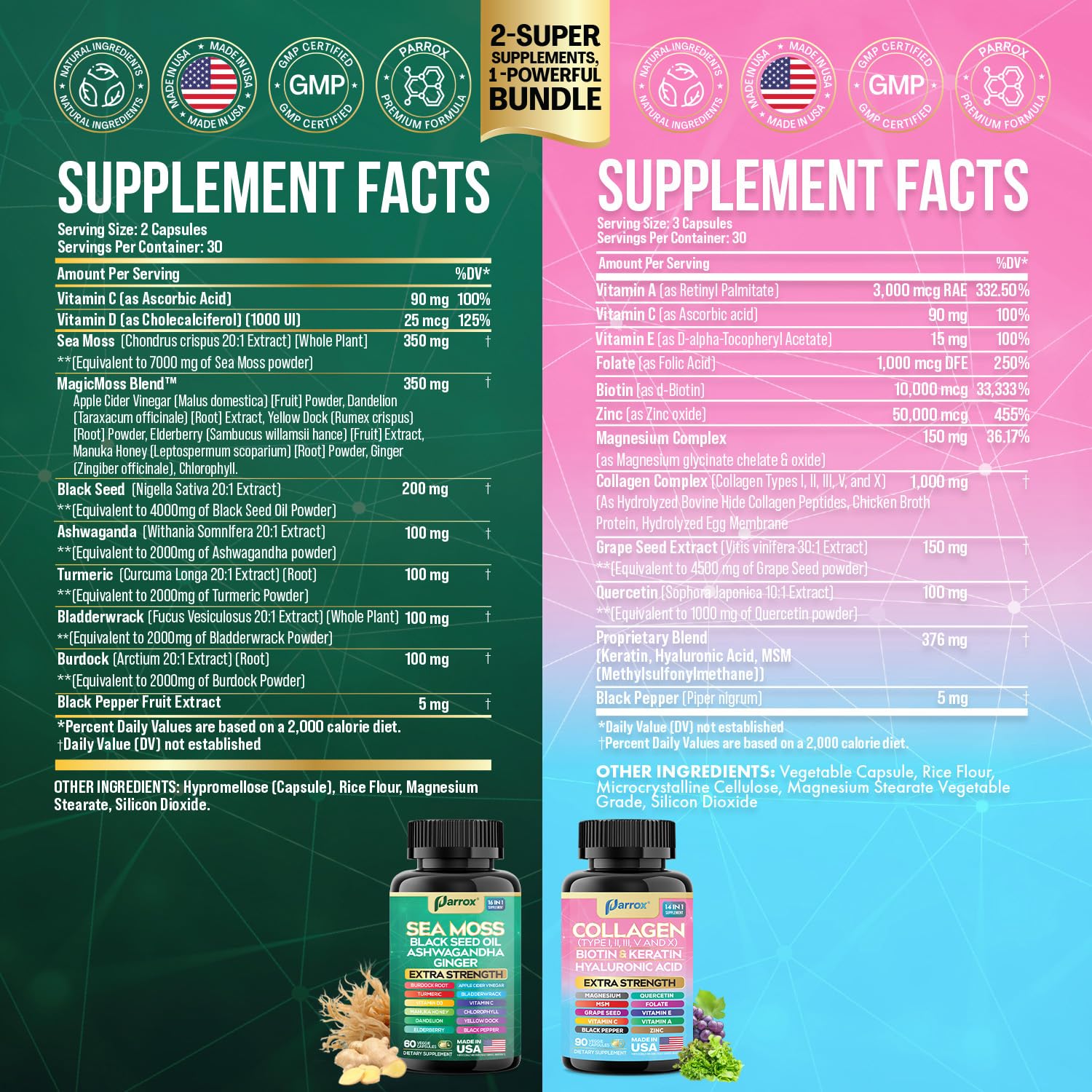 Parrox Sea Moss & Collagen Duo Capsules side view