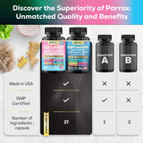 Parrox Shining Serenity Set bottles on a marble countertop