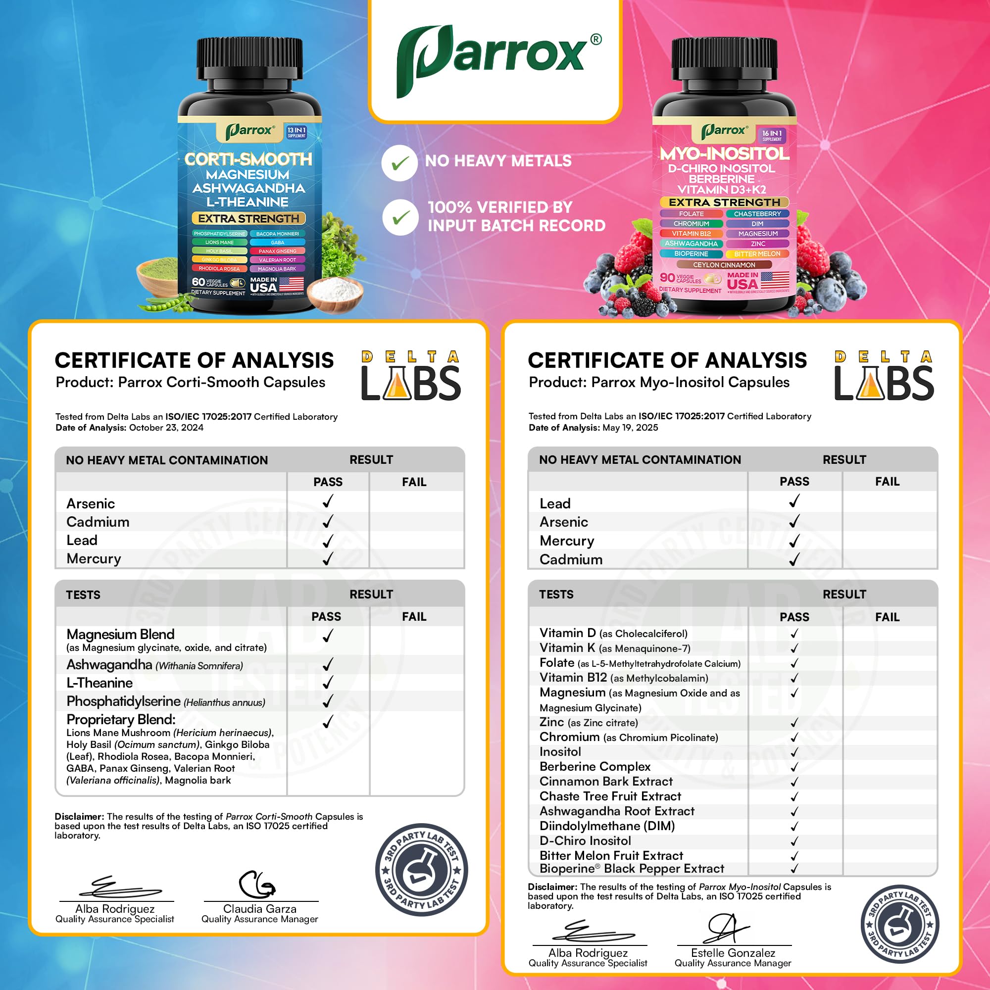 Parrox supplements displayed with a measuring spoon