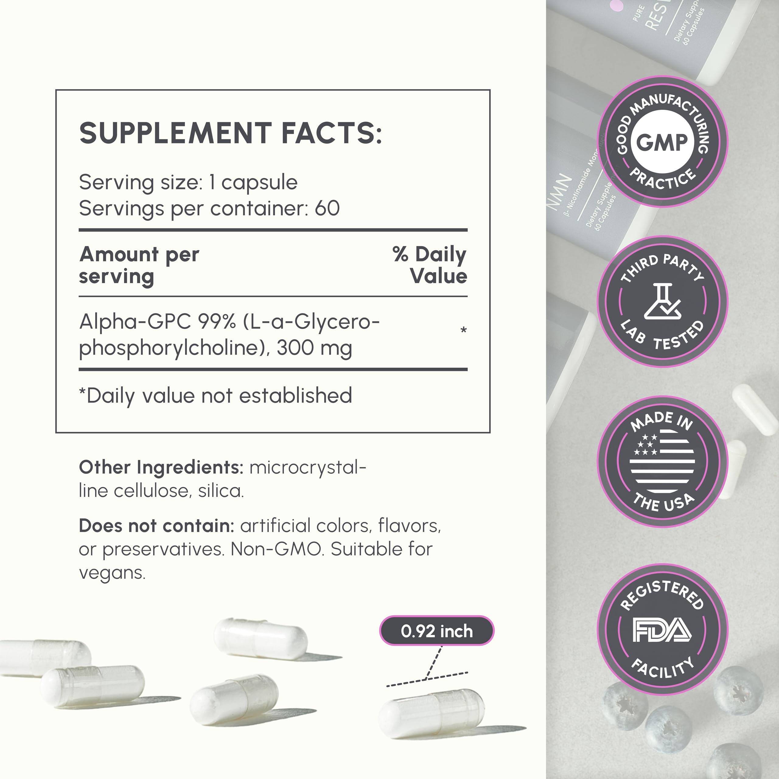 partiQlar Alpha GPC 300mg Choline Capsules bottle with label
