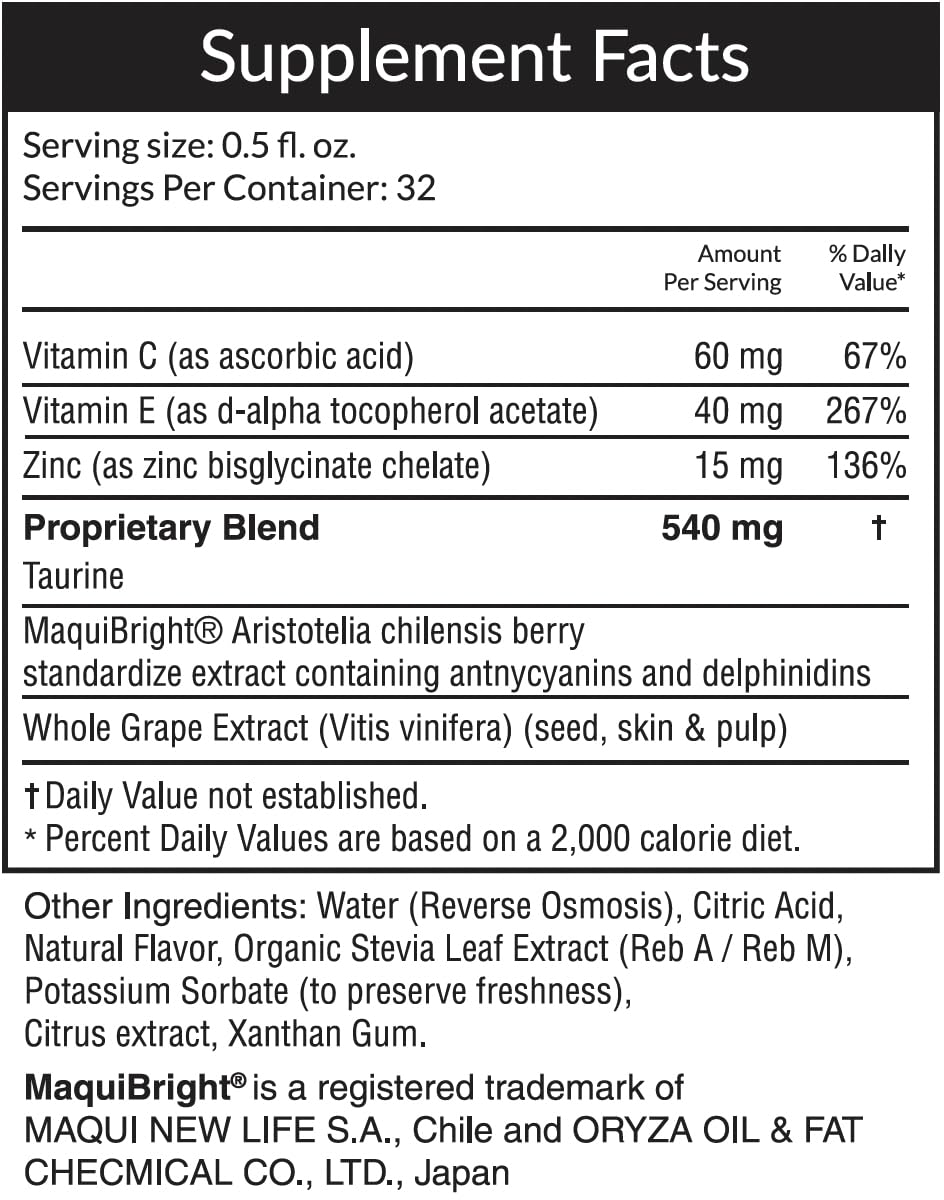 Passion 4 Life Liquid Vision Care Supplement 558g back view