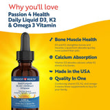 Passion 4 Life Vitamin D3 & K2 Liquid Supplement bottle with cap