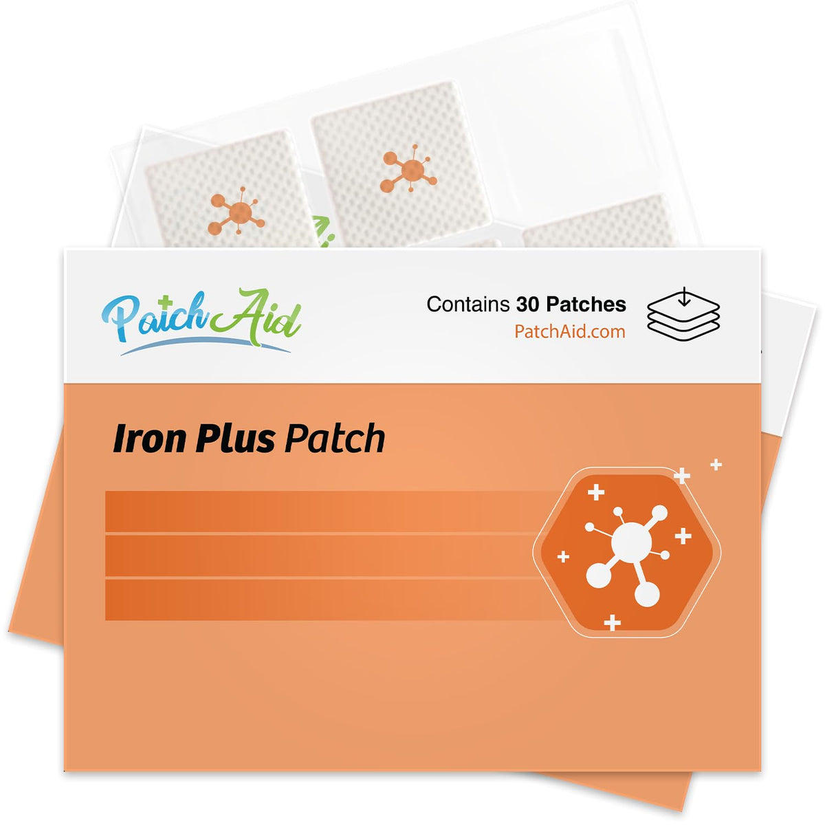 Patch Aid Iron Supplement Patches front view with packaging